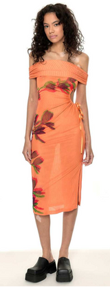 cut out bardot midi dress