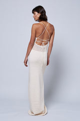 crochet lace up maxi dress