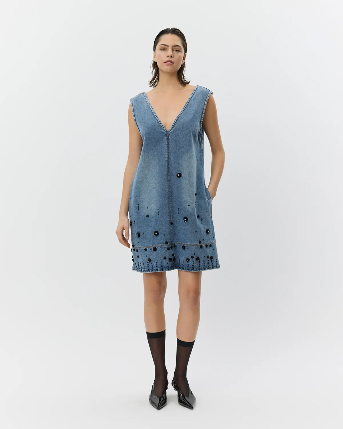 olympe short denim dress