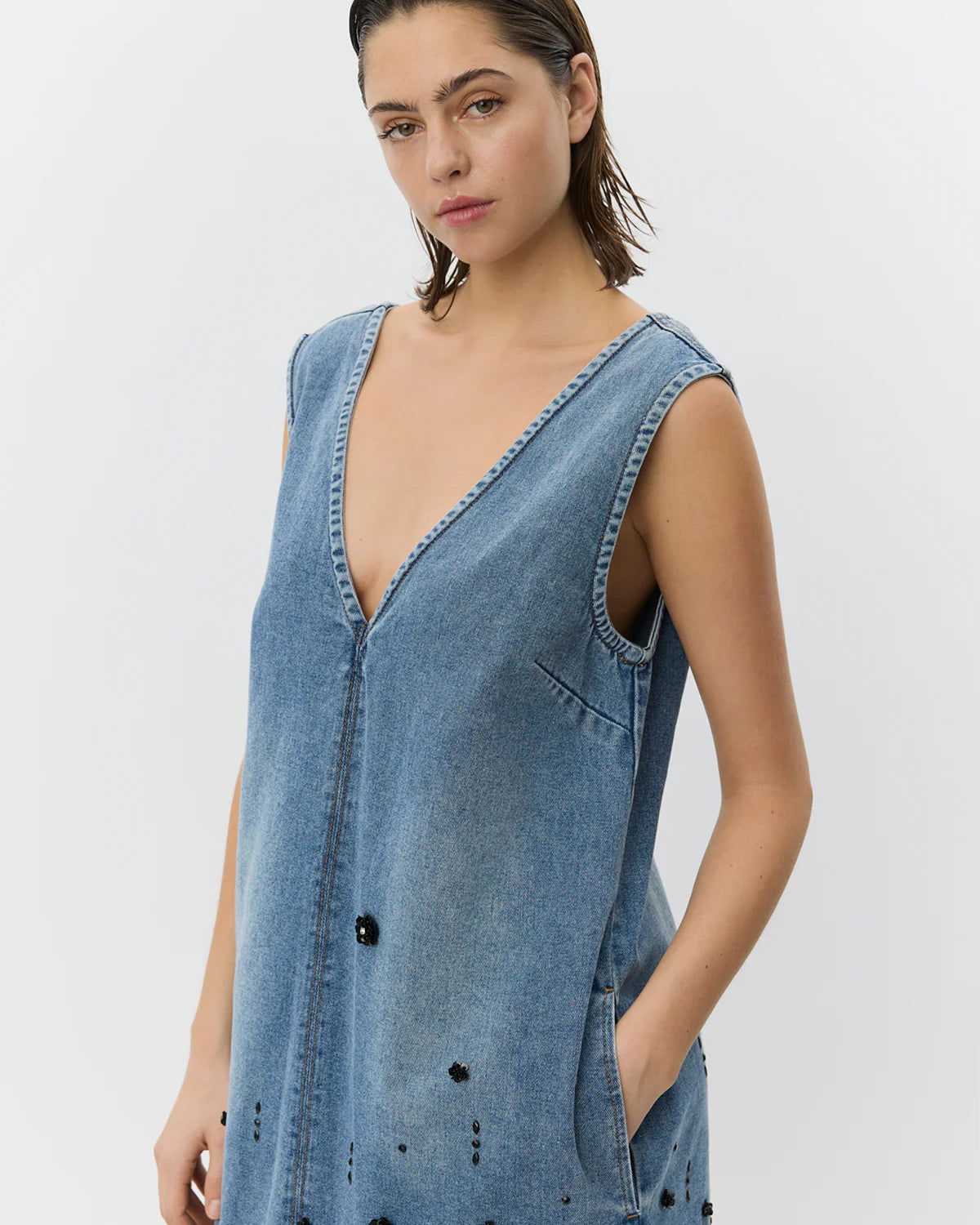 olympe short denim dress