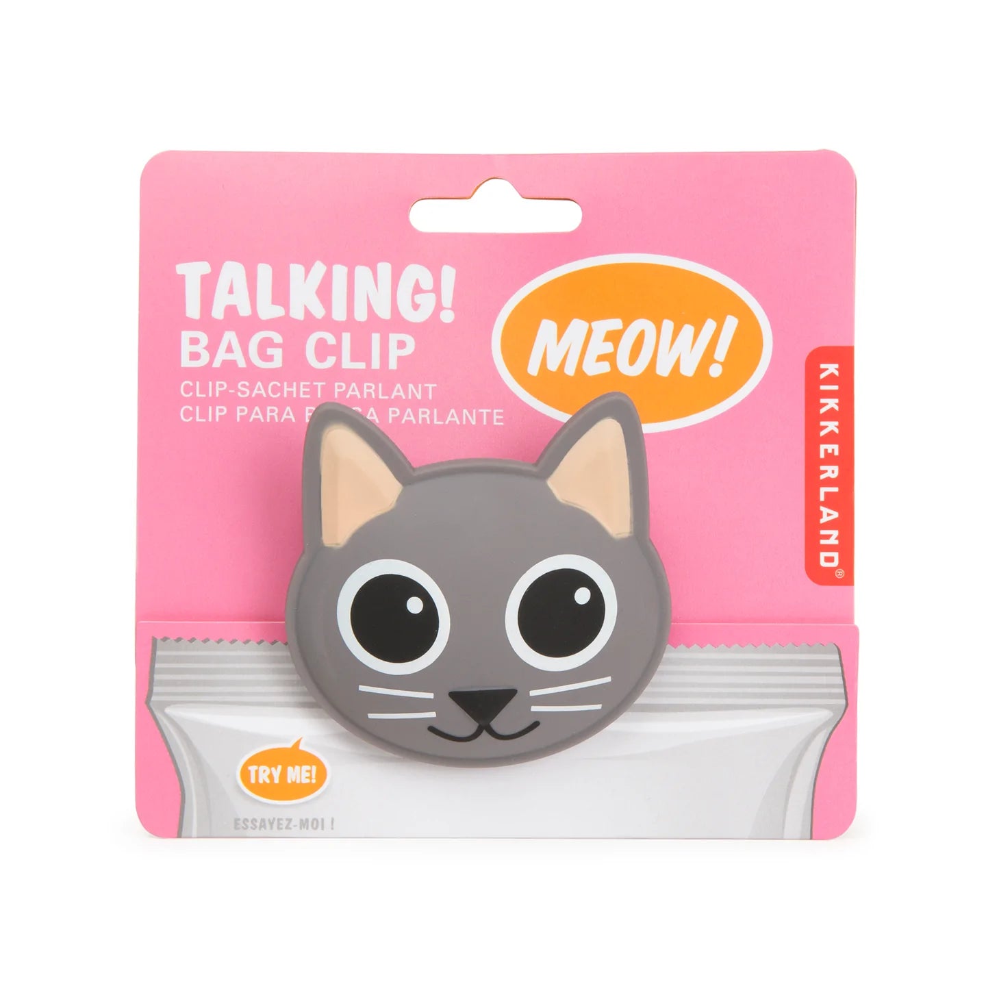 talking bag clip