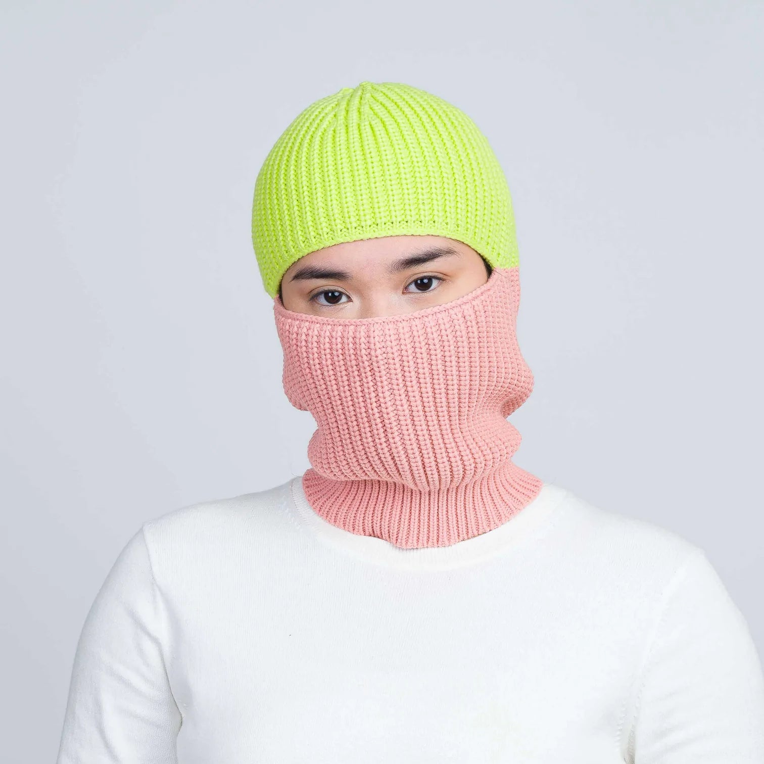 ribbed colourblock balaclava