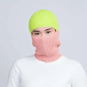 ribbed colourblock balaclava