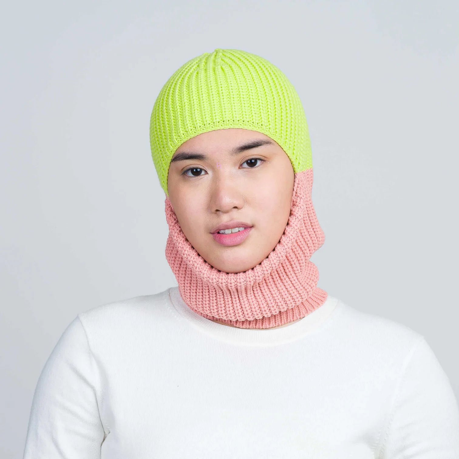 ribbed colourblock balaclava